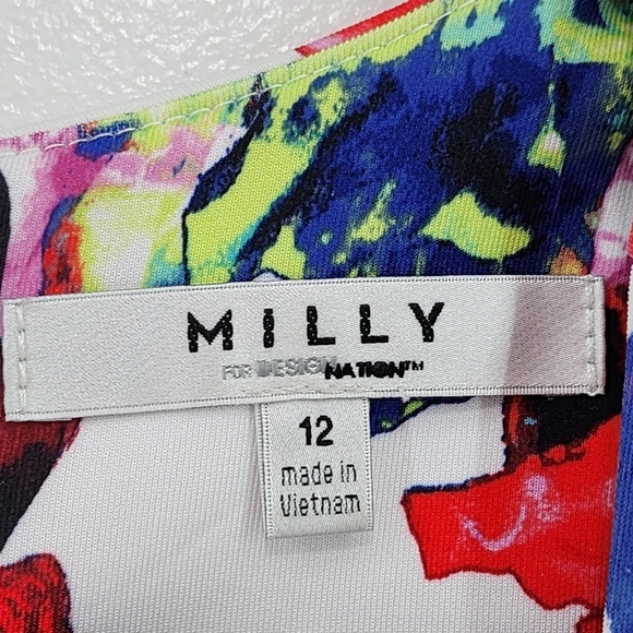 Milly For Design Nation Women's Rosabella Floral Short Sleeve Skater Dress - 12 - Picture 3 of 7